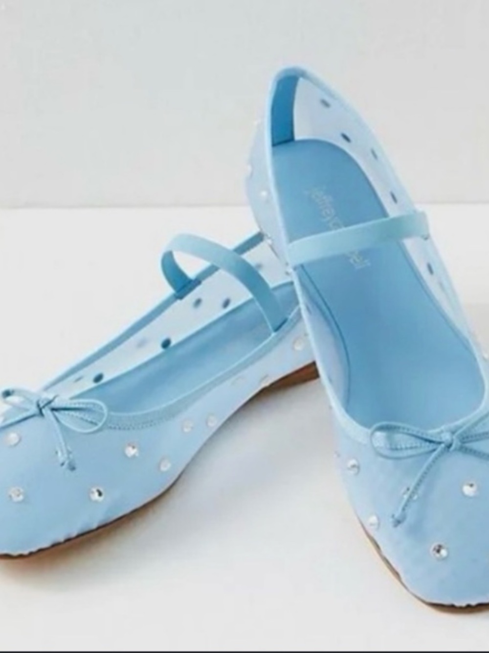BRAND NEW Sky Blue Jeffrey Campbell SwanLake Embellished Mary-Jane Ballet Flats - Picture 3 of 5